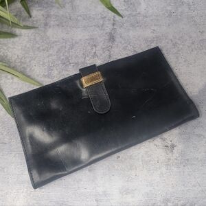Sseko | Black Leather Clutch with Gold Accent